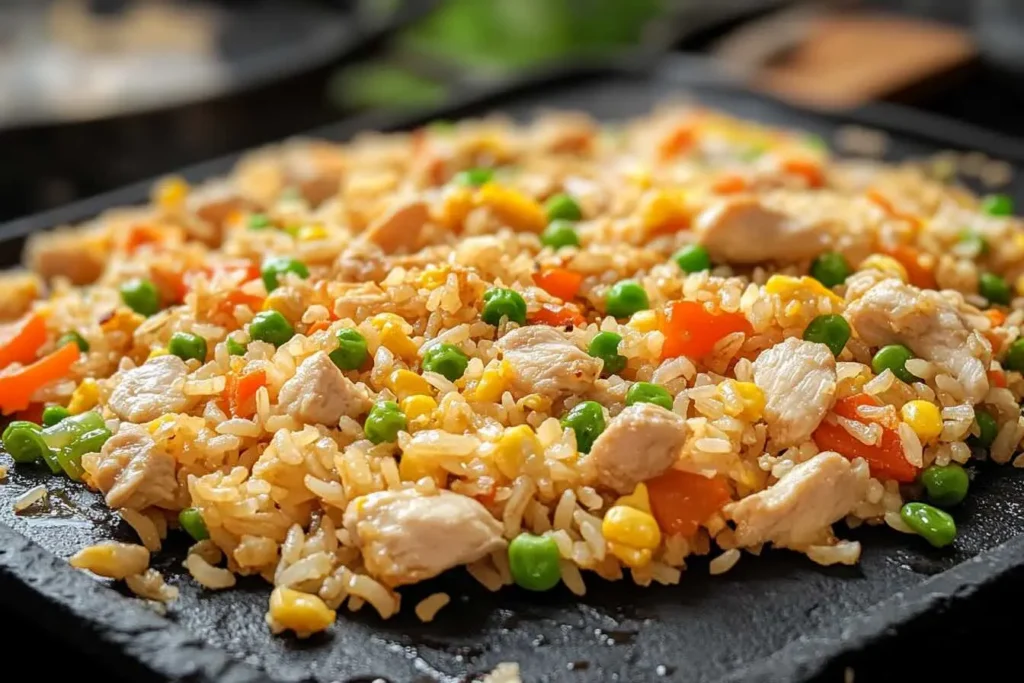 chicken fried rice on blackstone