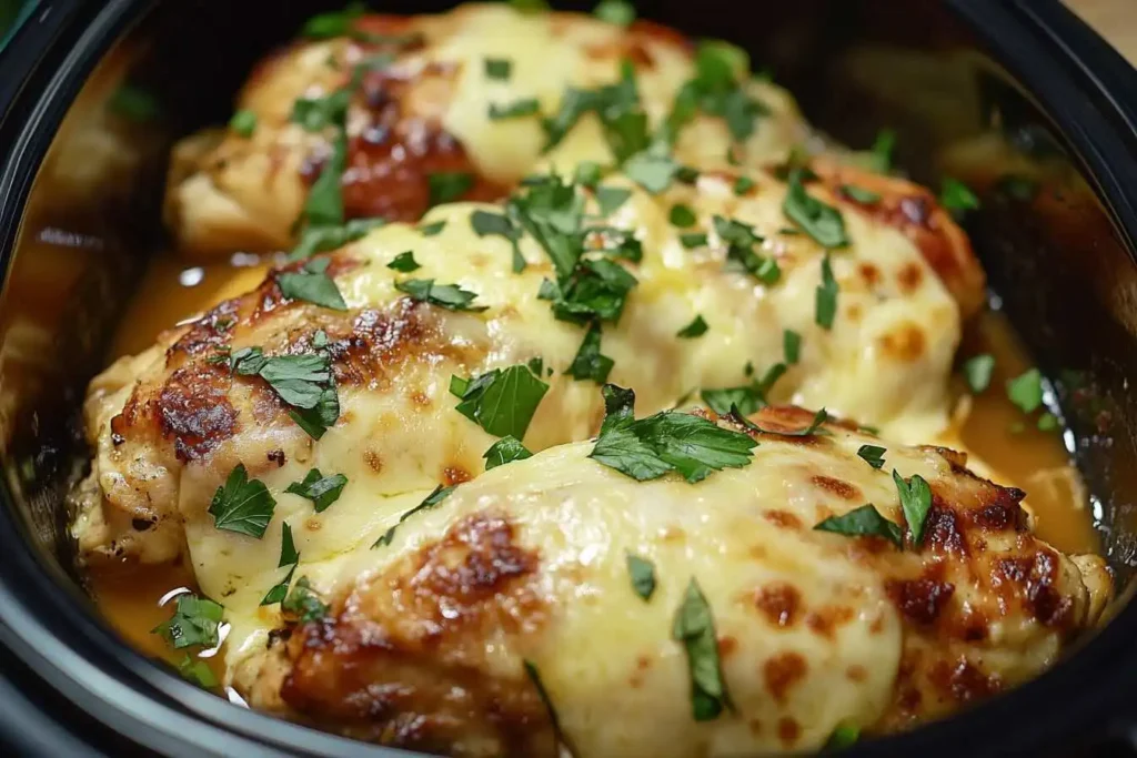 Slow Cooker Cheesy Mozzarella Chicken