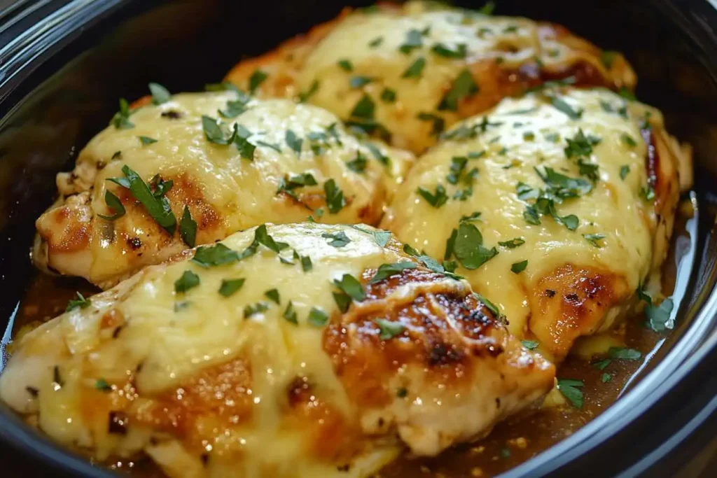 Slow Cooker Cheesy Mozzarella Chicken
