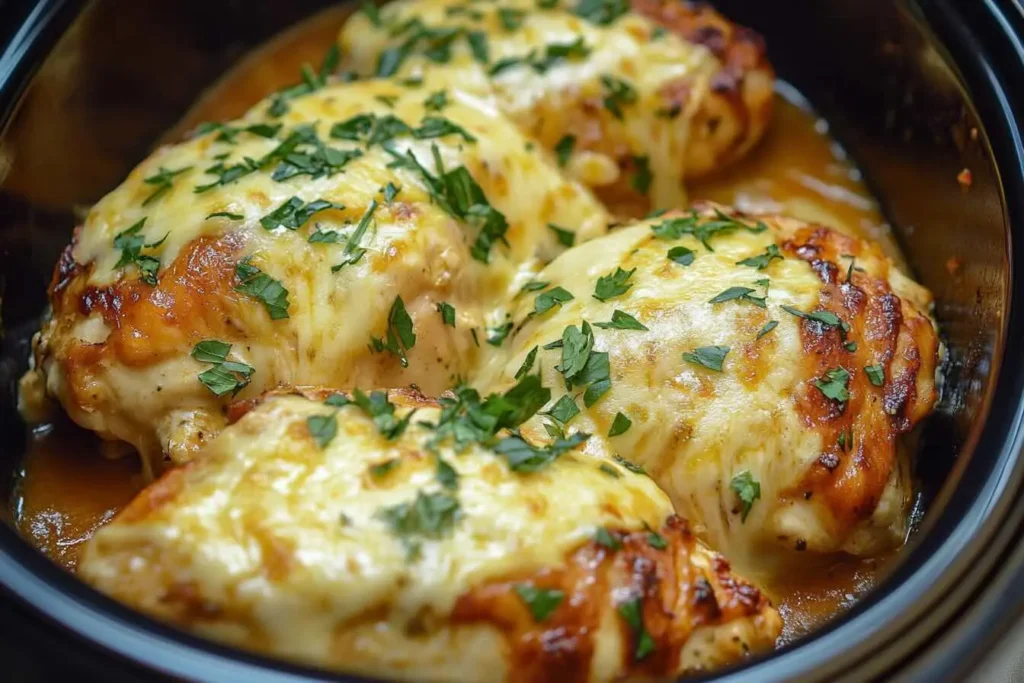 Slow Cooker Cheesy Mozzarella Chicken