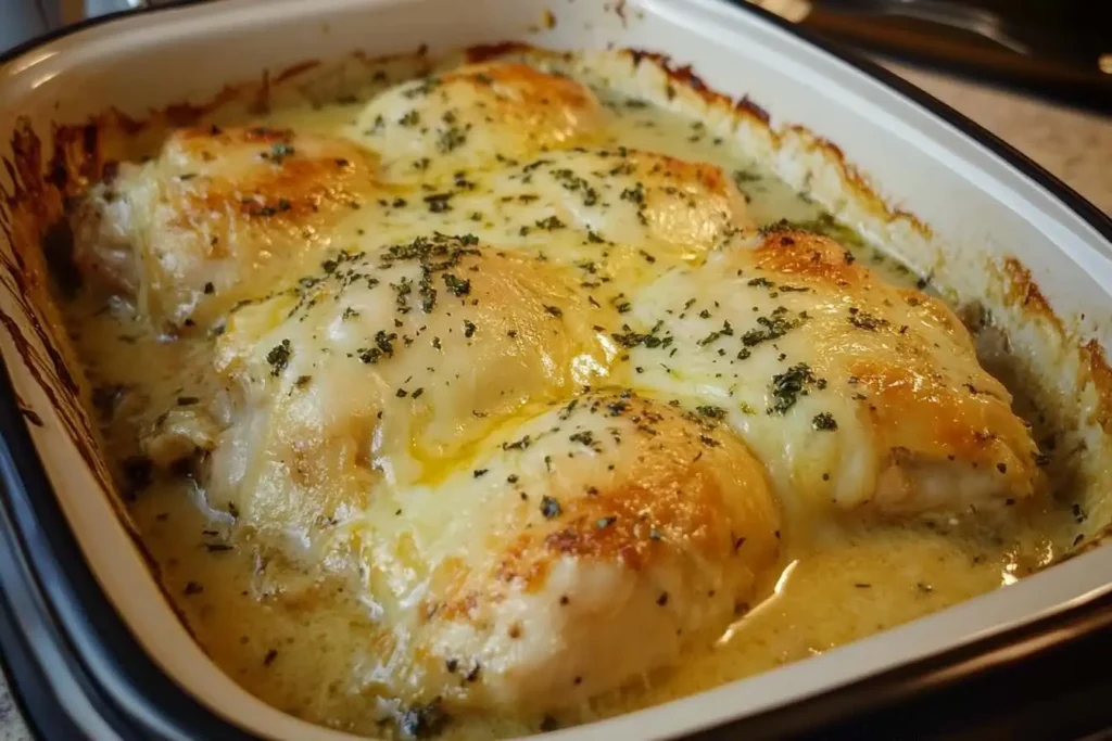 Slow Cooker Cheesy Mozzarella Chicken