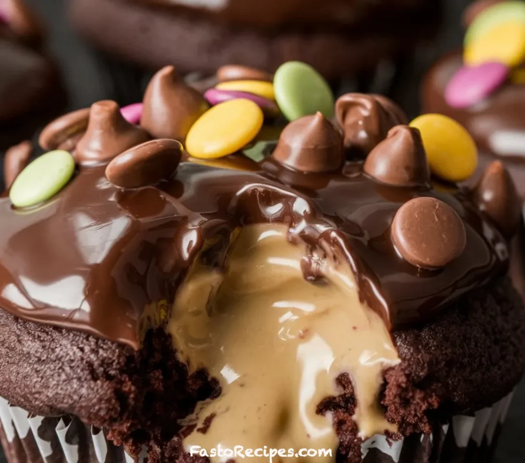 Gooey Chocolate Peanut Butter Cupcakes