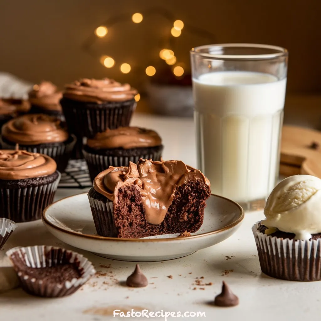 Gooey Chocolate Peanut Butter Cupcakes