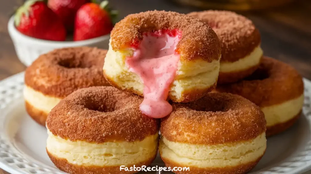 Strawberry Cheesecake Stuffed Donut Holes