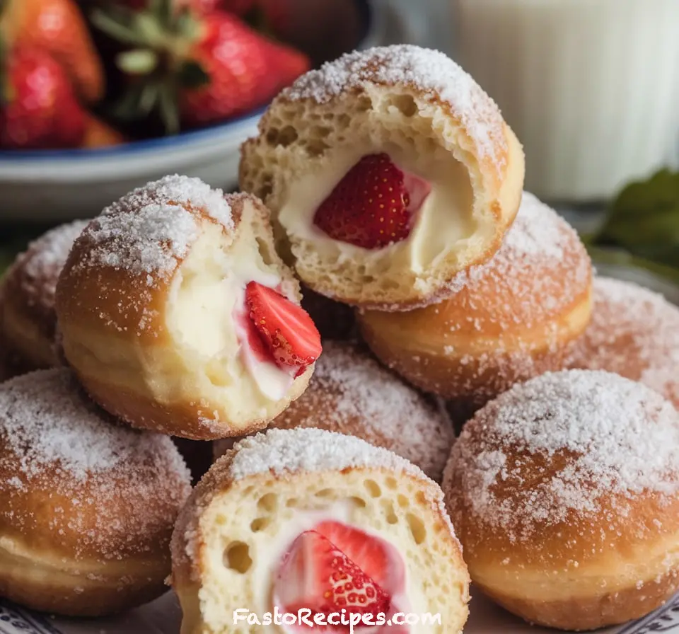 Strawberry Cheesecake Stuffed Donut Holes