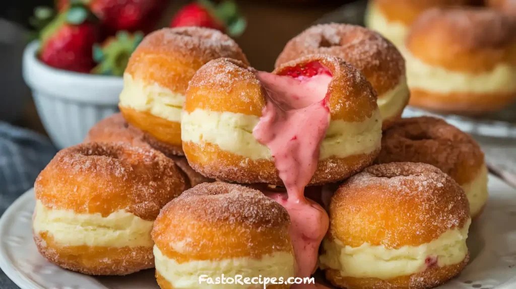 Strawberry Cheesecake Stuffed Donut Holes