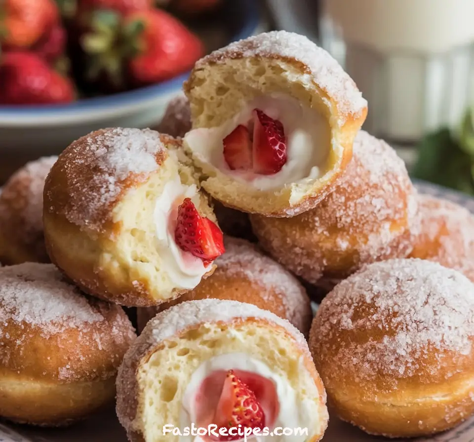 Strawberry Cheesecake Stuffed Donut Holes