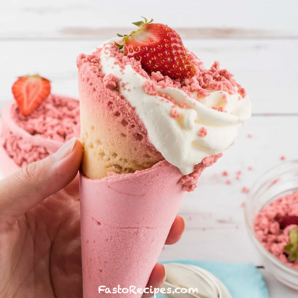 Strawberry Crunch Cheesecake Cones
