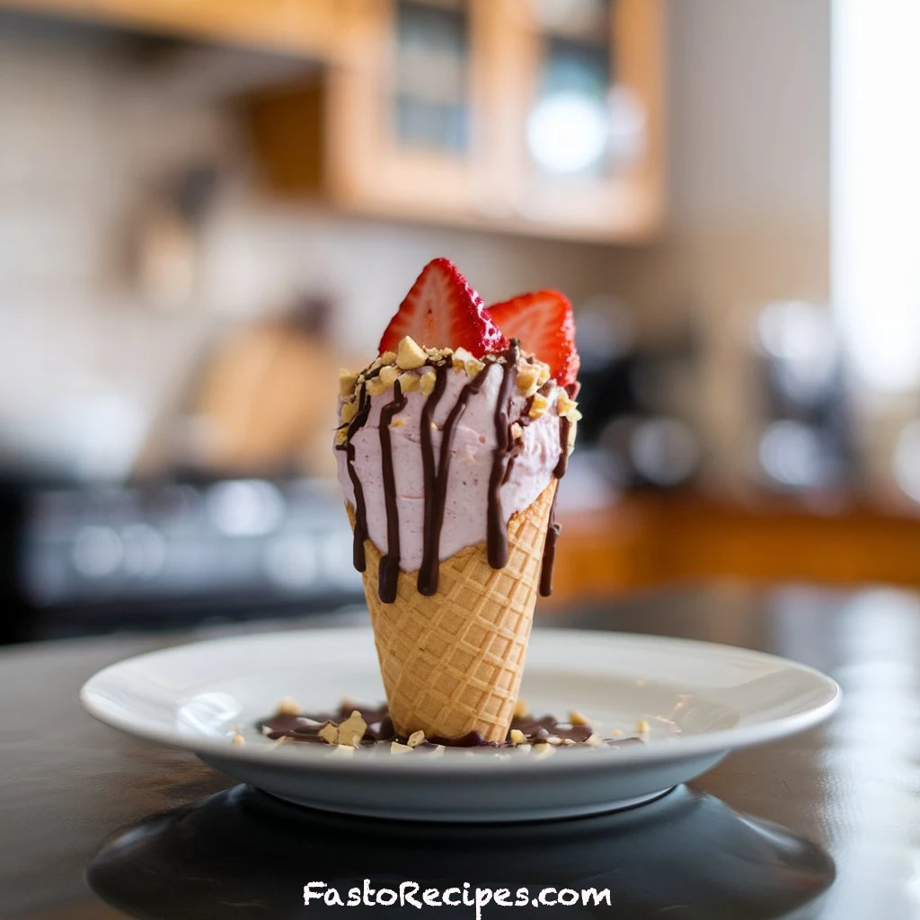 Strawberry Crunch Cheesecake Cones
