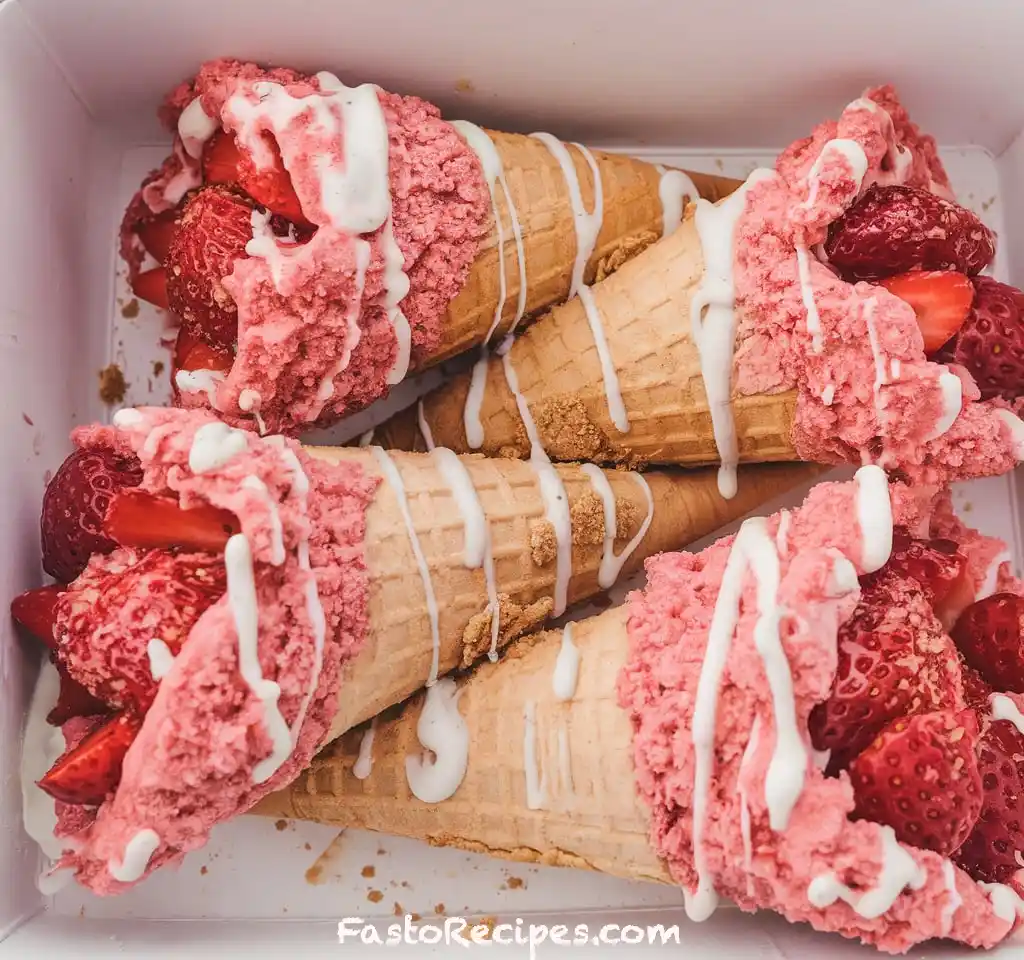 Strawberry Crunch Cheesecake Cones