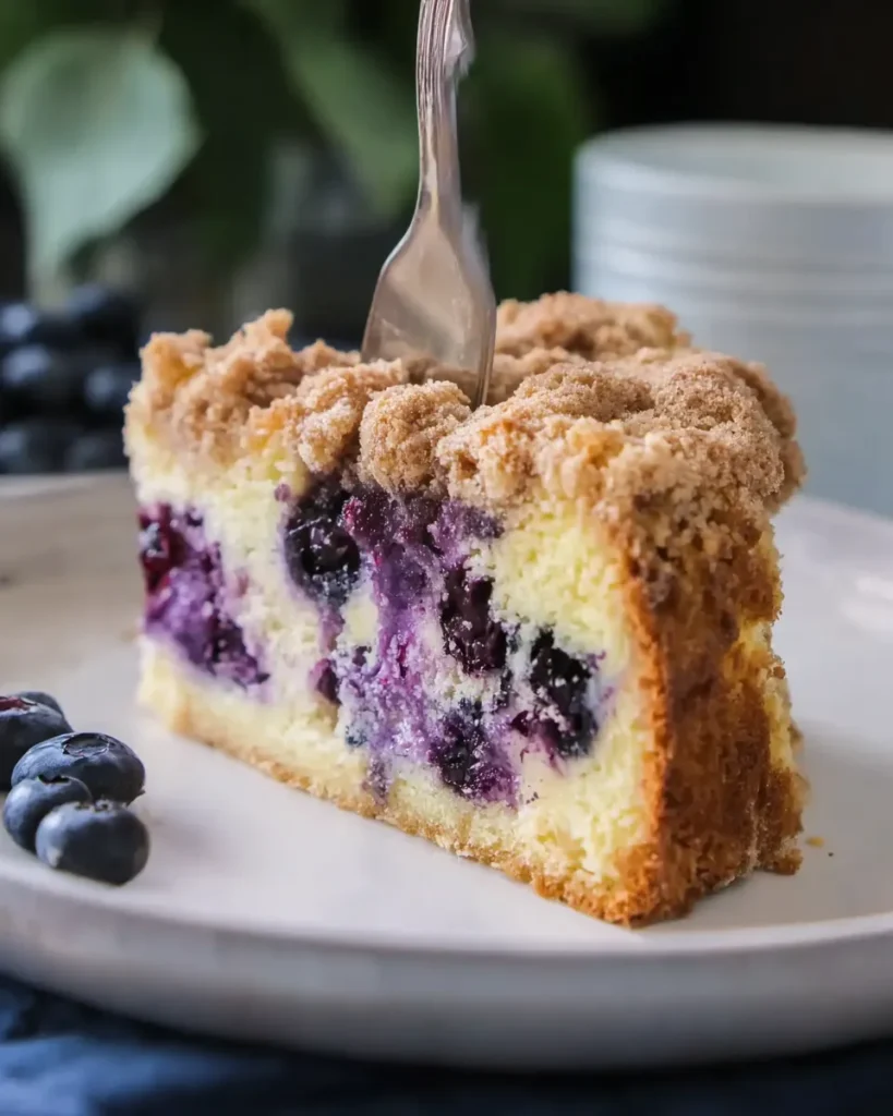Blueberry Cream Cheese Crumb Cake Sliced