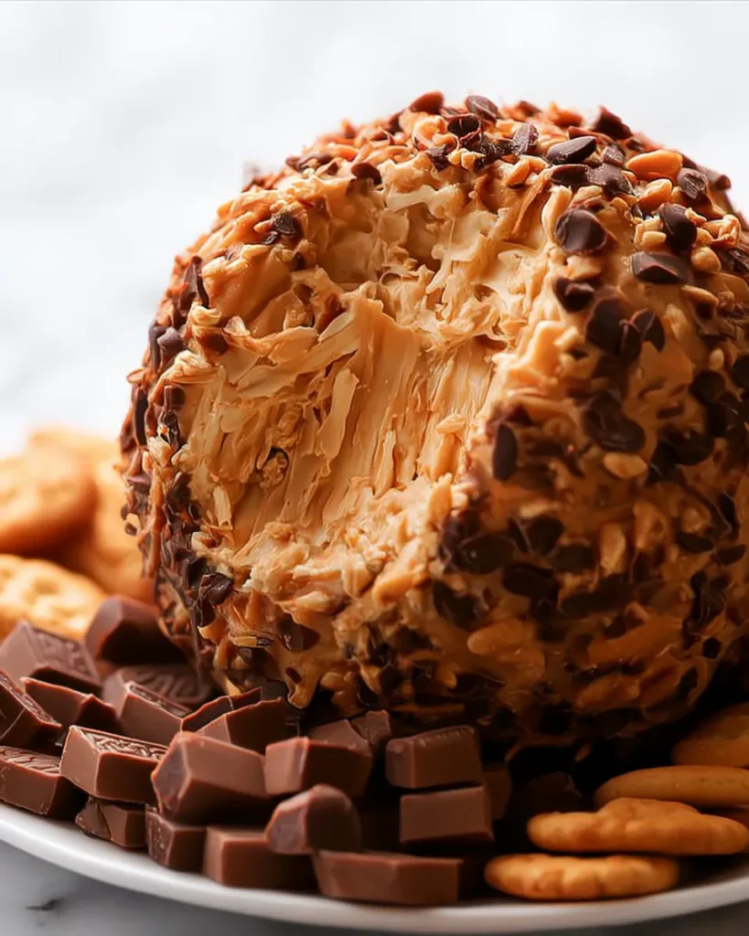 Reese’s Cheese Ball on a Rustic Serving Platter
