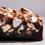 Rocky Road Brownie Cake Slices on a Decorative Plate
