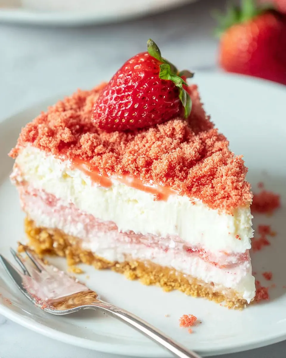 Strawberry Crunch Cheese Cake Slices Ready to Serve